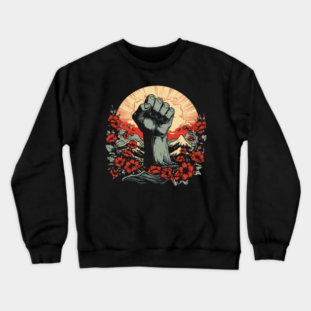 Black Power Fist Black History Pride Month Crewneck Sweatshirt by Kali Space